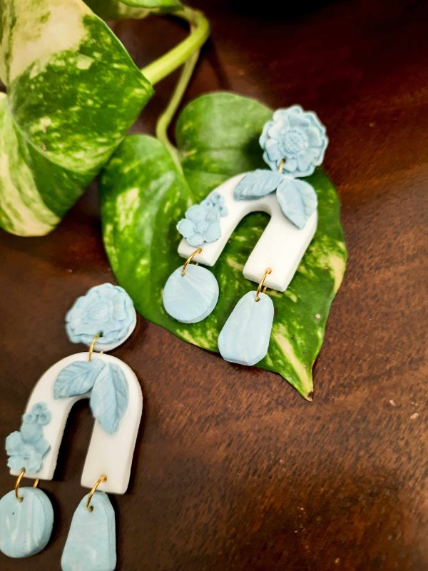 Snowflake 2 Polymer Clay Earrings by Mindful Vibing