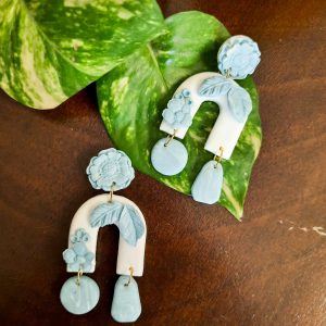 Snowflake 2 Polymer Clay Earrings by Mindful Vibing