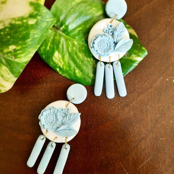 Snowflake Polymer Clay Earrings by Mindful Vibing