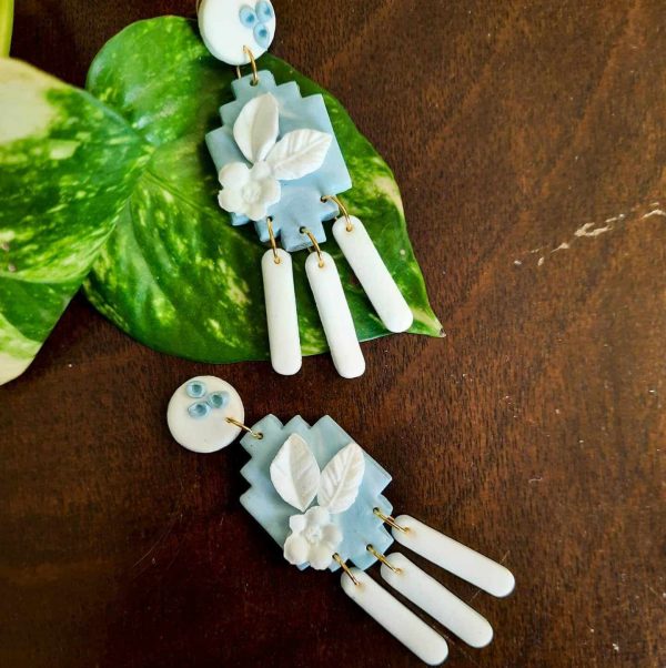 Snowflake 3 Polymer Clay Earrings by Mindful Vibing