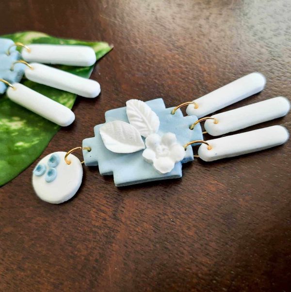 Snowflake 3 Polymer Clay Earrings by Mindful Vibing