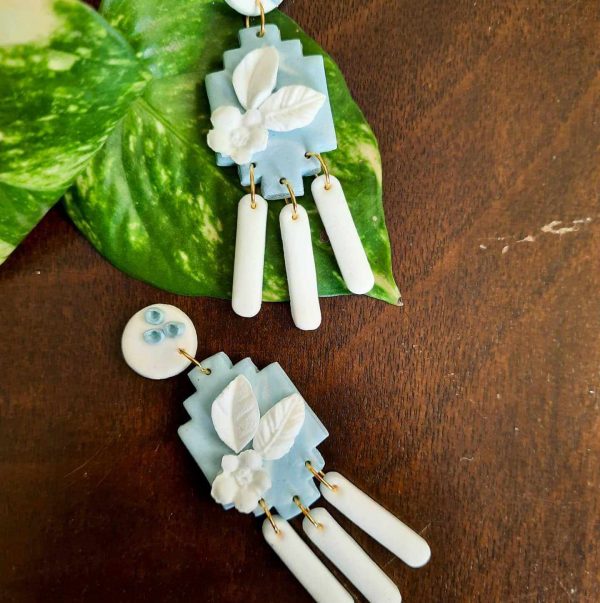 Snowflake 3 Polymer Clay Earrings by Mindful Vibing