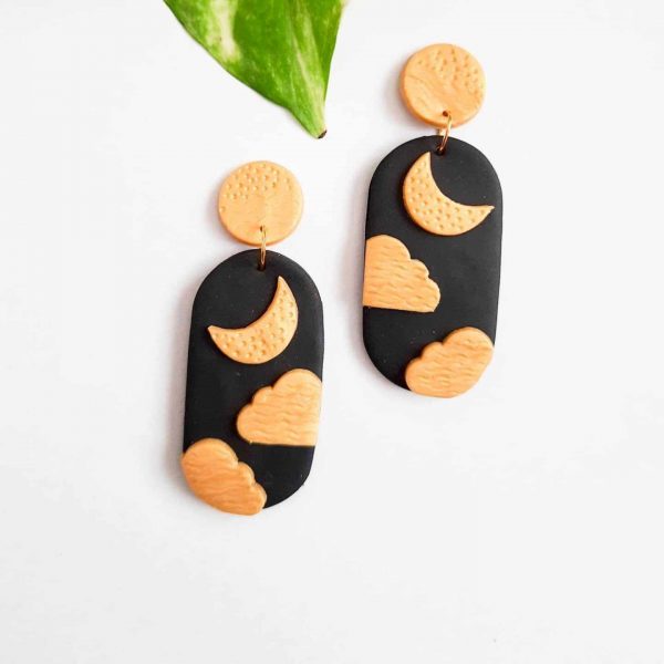 Golden Nights Polymer Clay Earrings by Mindful Vibing