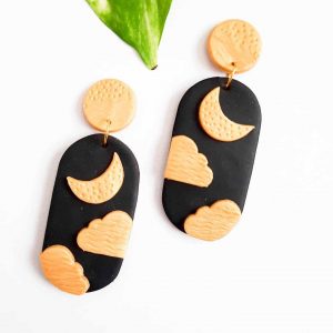 Golden Nights Polymer Clay Earrings by Mindful Vibing