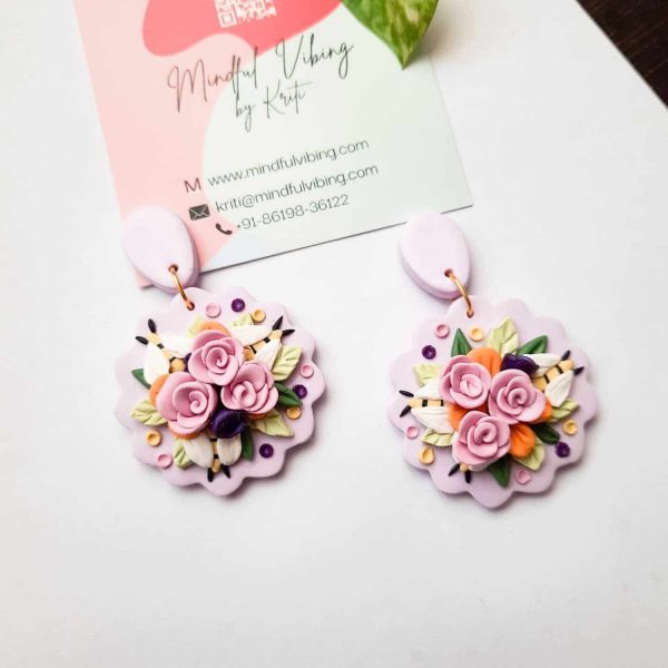 lavender royalty bloom polymer clay jewelry by mindful vibing kriti bhatnagar polymer clay india