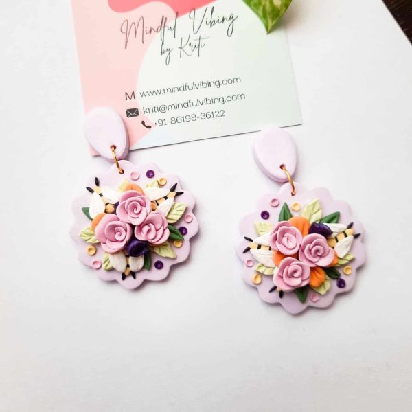 lavender royalty bloom polymer clay jewelry by mindful vibing kriti bhatnagar polymer clay india