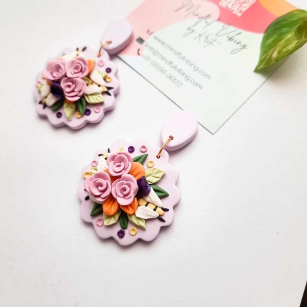 lavender royalty bloom polymer clay jewelry by mindful vibing kriti bhatnagar polymer clay india