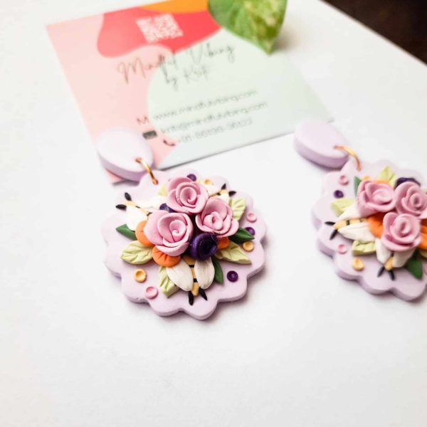 lavender royalty bloom polymer clay jewelry by mindful vibing kriti bhatnagar polymer clay india