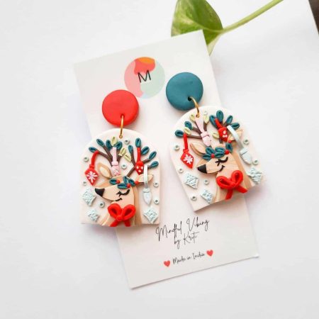 multi color polymer clay earring for christmas