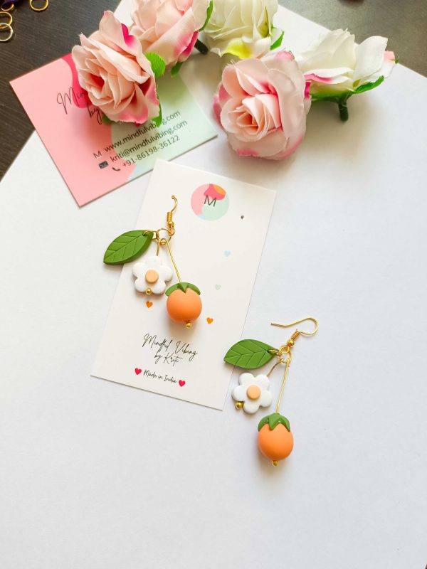 Orange Spring Bliss polymer clay earrings by mindful vibing