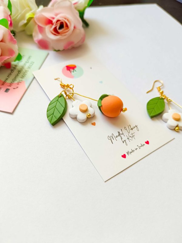 Orange Spring Bliss polymer clay earrings by mindful vibing