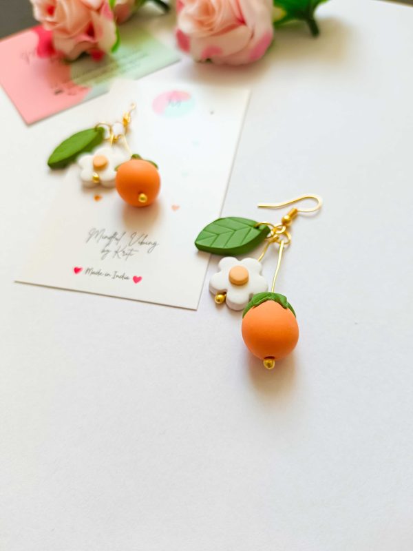 Orange Spring Bliss polymer clay earrings by mindful vibing