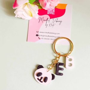 Panda keychain polymer clay by mindful vibing