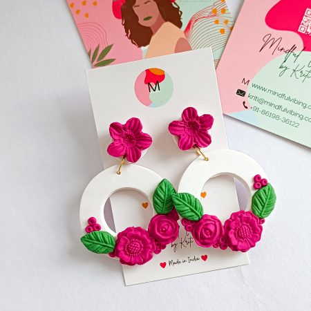 Pink Floral Garden Earrings by mindful vibing