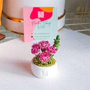 Pink Carnations Desktop Card Holder Stand