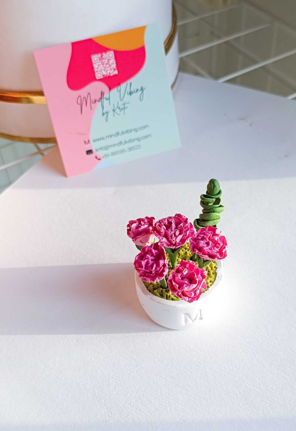 Pink Carnations Desktop Card Holder Stand