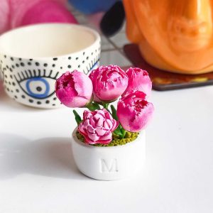 Peonies Love Desktop Card Holder Stand