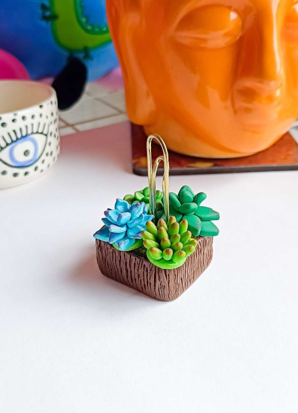 Succulent Gardenia Desktop Card Holder Stand by mindful vibing