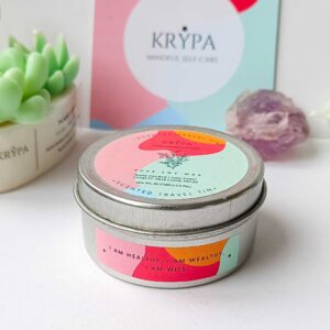 I am Healthy, I am wealthy, I am wise krypa travel tin candle